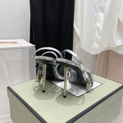 TOM FORD 26S GOLD BUCKLE HEELS 105 MM IN SILVER LAMBSKIN