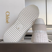 CHLOÉ 26S WEDGE SNEAKERS 70 MM IN WHITE CALFSKIN
