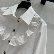 CC 25 Lace Collor Shirt White Cotton