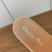 DIOR 25S DWAY SLIDE IN LIGHT BROWN CALFSKIN