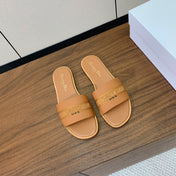DIOR 25S DWAY SLIDE IN LIGHT BROWN CALFSKIN