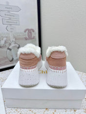 CHLOÉ 26S WEDGE SOLE SNEAKERS IN LIGHT PINK CALFSKIN