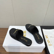 DIOR SANDAL 25S IN BLACK LAMBSKIN AND FABRIC WITH GOLD HARDWARE