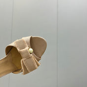 HIGH ADIORABLE MULE IN BISQUE BEIGE FABRIC