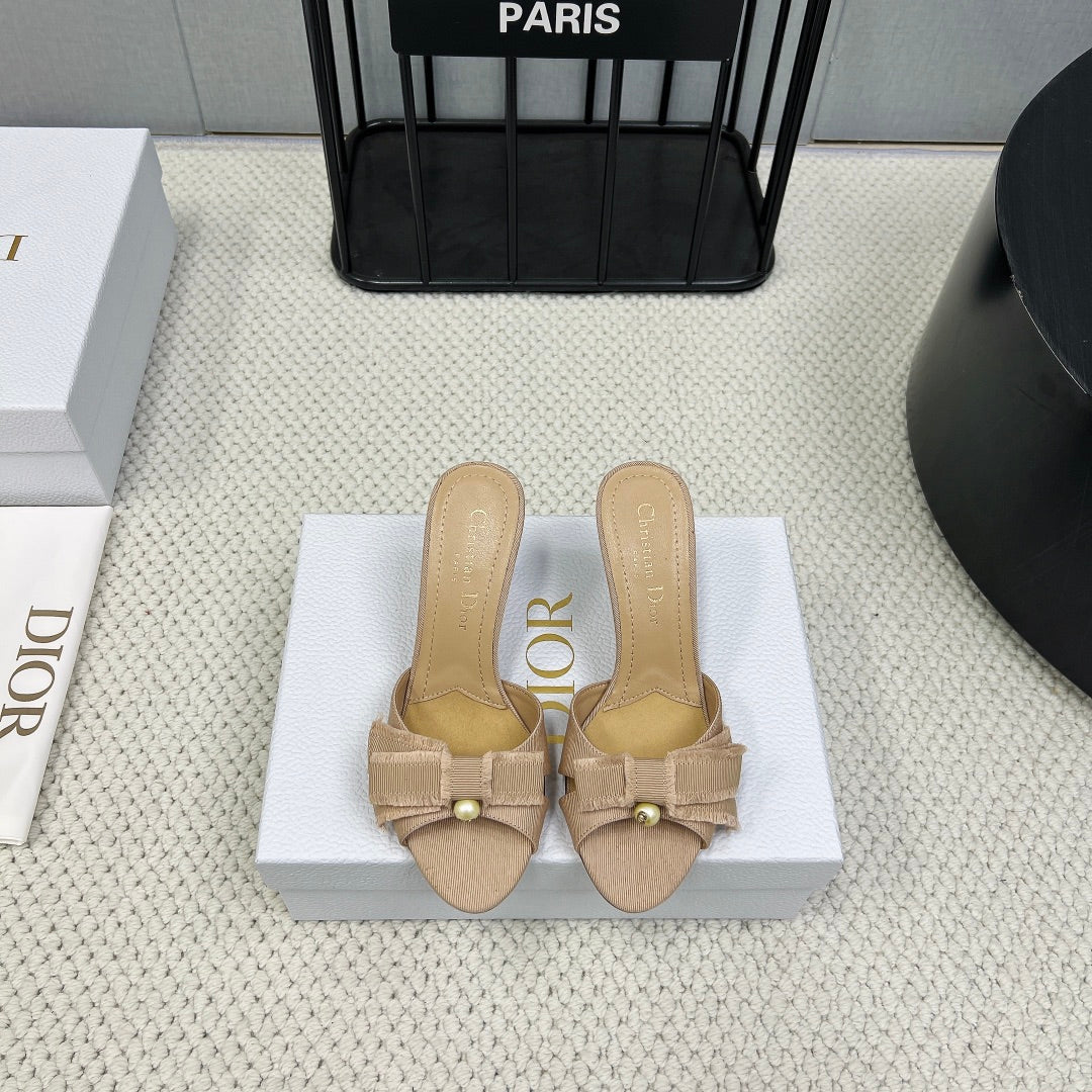 HIGH ADIORABLE MULE IN BISQUE BEIGE FABRIC