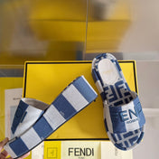 FF Sunshine 65 Blue Grey Canvas Flatform Slide