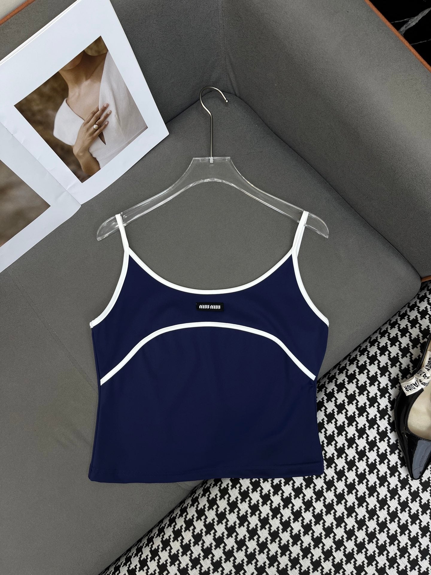 MIUMIU COTTON SPAGHETTI STRAP TOP 269080