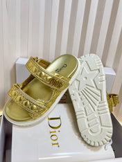 DIORACT SLIDES 25MM IN GOLD PATENT CALFSKIN