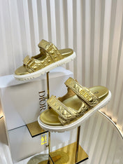 DIORACT SLIDES 25MM IN GOLD PATENT CALFSKIN