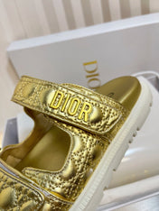 DIORACT SLIDES 25MM IN GOLD PATENT CALFSKIN