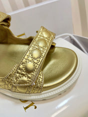 DIORACT SLIDES 25MM IN GOLD PATENT CALFSKIN