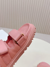 DIOR CLASSIC DOUBLE-STRAP SLIDES 25S IN PEACHY PINK CALFSKIN