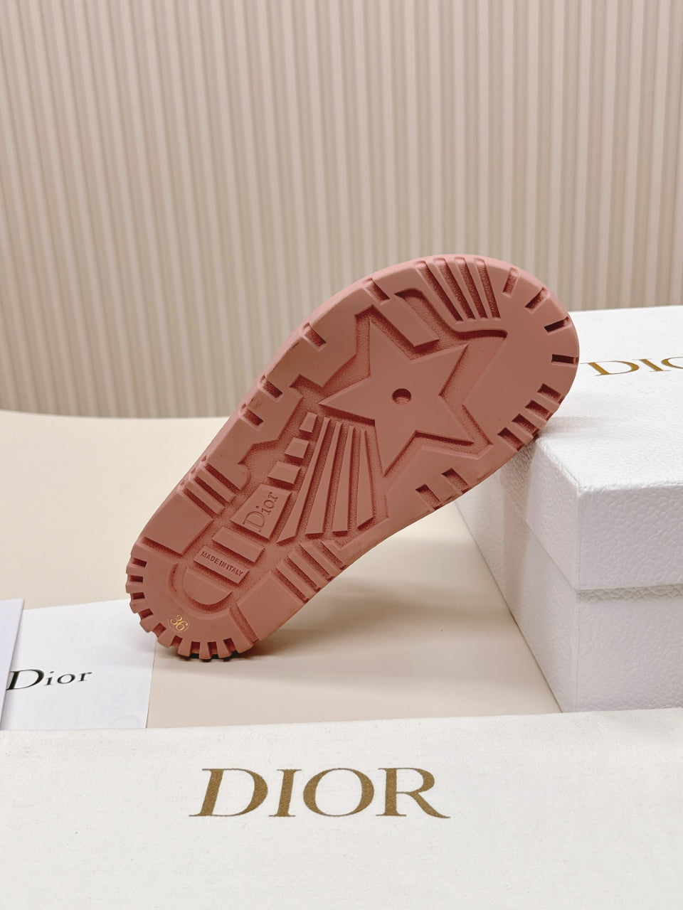 DIOR CLASSIC DOUBLE-STRAP SLIDES 25S IN PEACHY PINK CALFSKIN