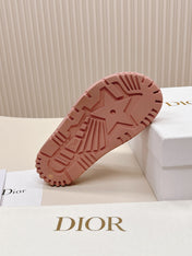 DIOR CLASSIC DOUBLE-STRAP SLIDES 25S IN PEACHY PINK CALFSKIN