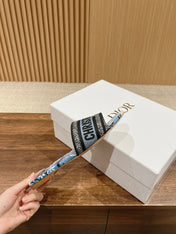 DIOR 26S SLIDE SANDALS IN BLUE FLORAL PRINT LOGO STRAP