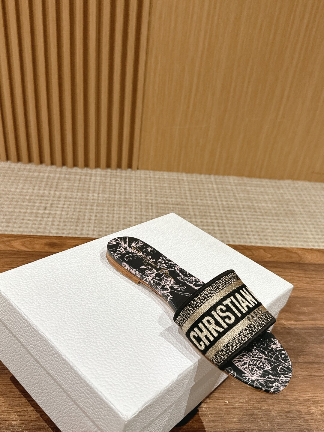 DIOR 26S SLIDE SANDALS IN BLACK TOILE DE JOUY LOGO