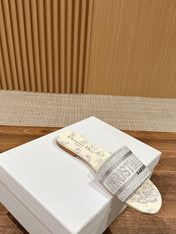 DIOR 26S SLIDE SANDALS IN GREY BUTTERFLY PRINT LOGO