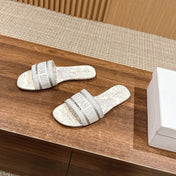 DIOR 26S SLIDE SANDALS IN GREY TOILE DE JOUY LOGO