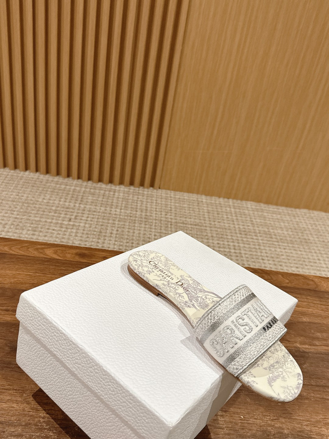 DIOR 26S SLIDE SANDALS IN GREY TOILE DE JOUY LOGO