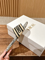 DIOR 26S D-CLUB EMBROIDERED SLIDES IN BLACK TOILE DE JOUY