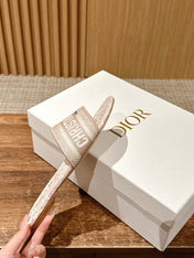 DIOR 26S D-CLUB EMBROIDERED SLIDES IN PINK TOILE DE JOUY