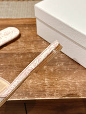 DIOR 26S D-CLUB EMBROIDERED SLIDES IN PINK TOILE DE JOUY