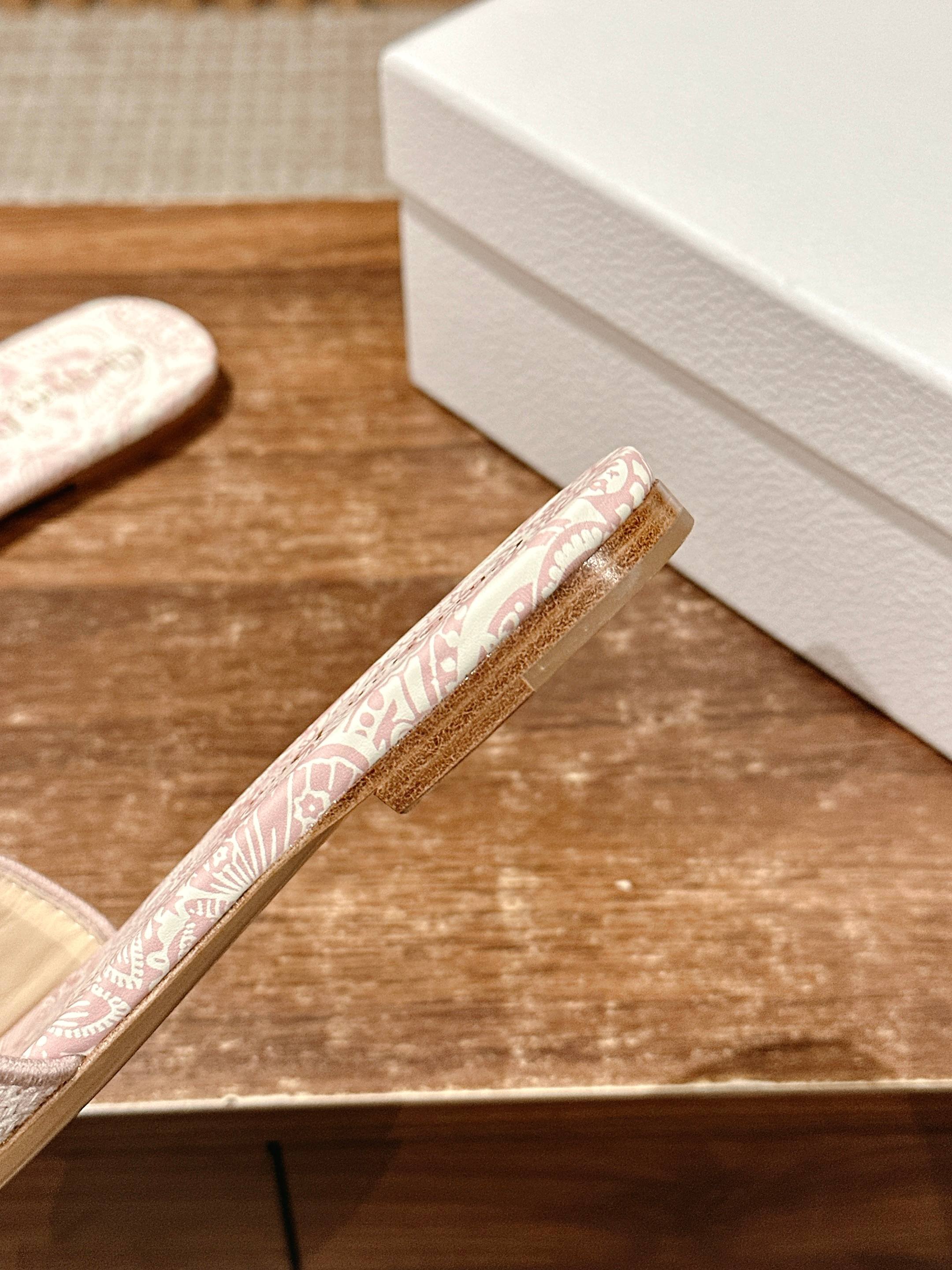 DIOR 26S D-CLUB EMBROIDERED SLIDES IN PINK TOILE DE JOUY