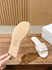 DIOR 26S D-CLUB EMBROIDERED SLIDES IN PINK TOILE DE JOUY